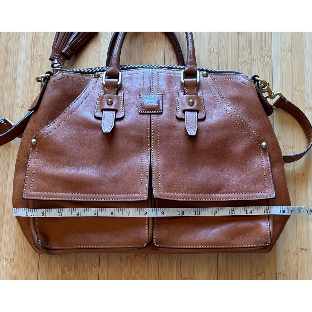 Dooney & Bourke Florentine Clayton Satchel Chestnut Leather Crossbody Handbag - Picture 15 of 16